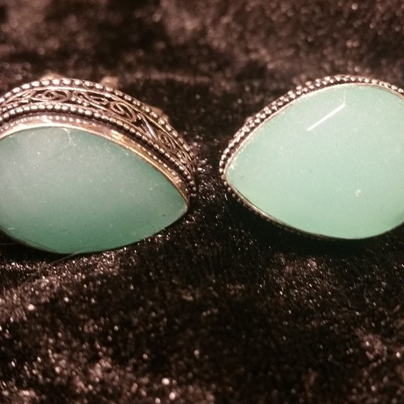 GENIUNE GEMSTONE CUFFLINKS IN SILVER - Picture 6 of 7